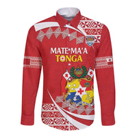 Custom Mate Maa Tonga Long Sleeve Button Shirt 2024 Go Champions LT14 Unisex Red - Polynesian Pride