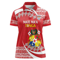 Custom Mate Maa Tonga Women Polo Shirt 2024 Go Champions LT14 Female Red - Polynesian Pride