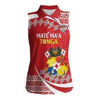 Custom Mate Maa Tonga Women Sleeveless Polo Shirt 2024 Go Champions LT14 Female Red - Polynesian Pride