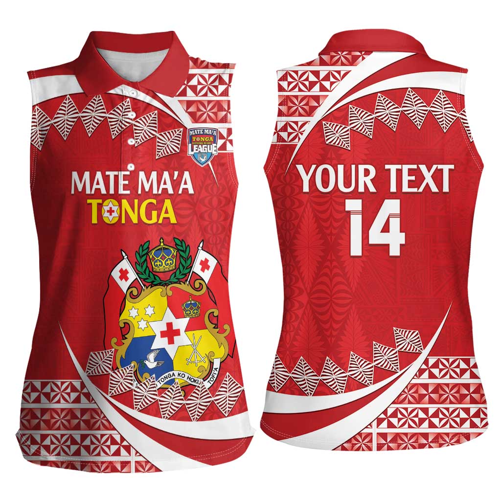 Custom Mate Maa Tonga Women Sleeveless Polo Shirt 2024 Go Champions LT14 - Polynesian Pride