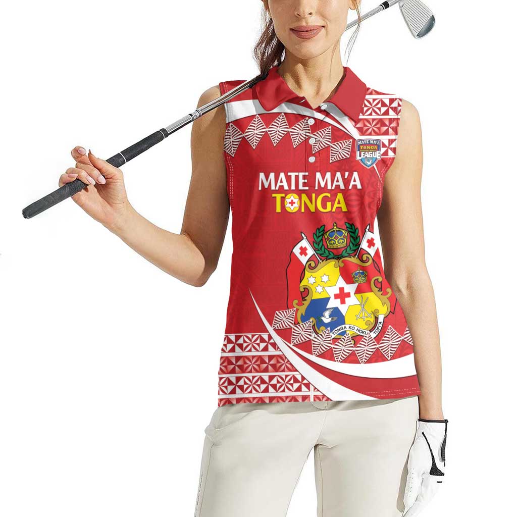 Custom Mate Maa Tonga Women Sleeveless Polo Shirt 2024 Go Champions LT14 - Polynesian Pride