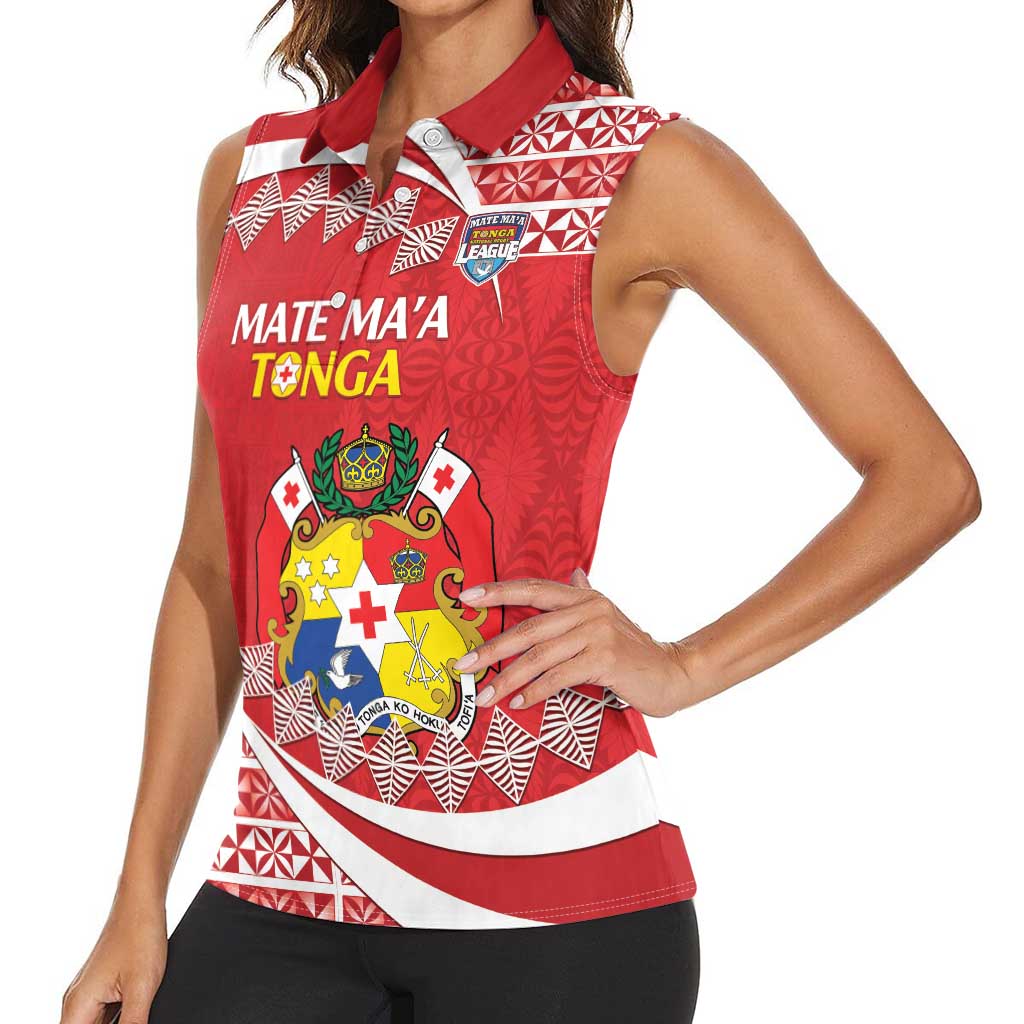 Custom Mate Maa Tonga Women Sleeveless Polo Shirt 2024 Go Champions LT14 - Polynesian Pride