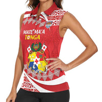 Custom Mate Maa Tonga Women Sleeveless Polo Shirt 2024 Go Champions LT14 - Polynesian Pride