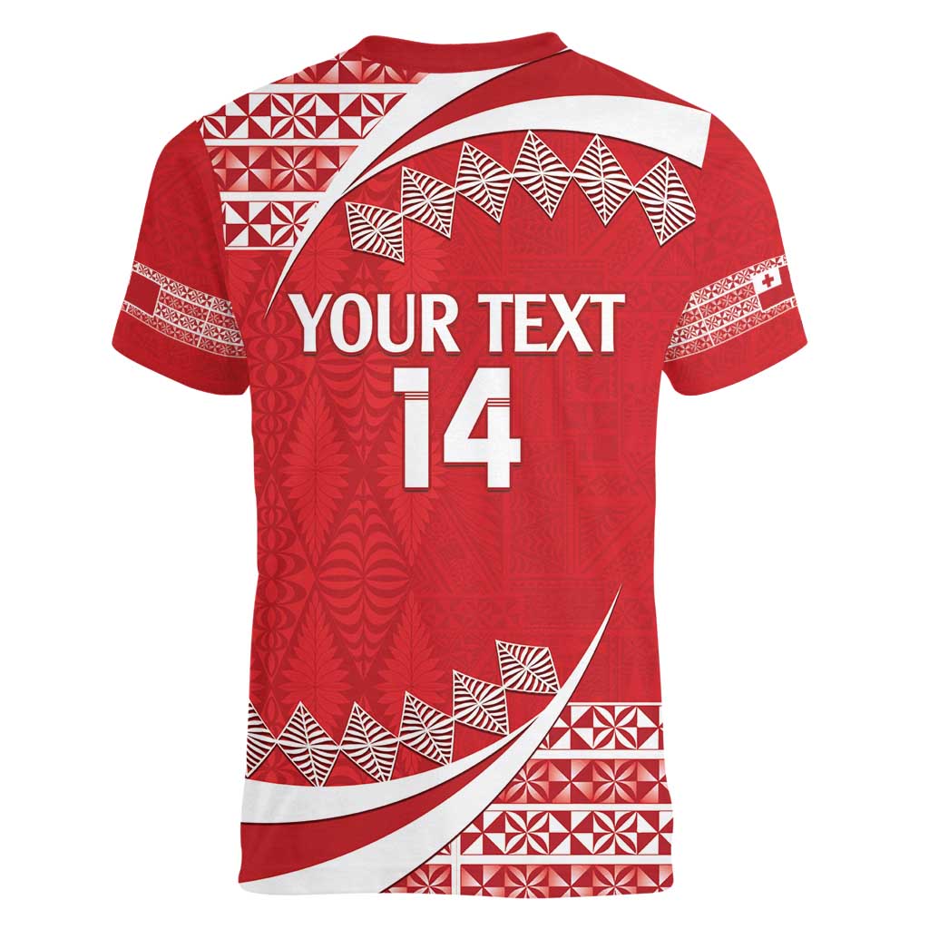 Custom Mate Maa Tonga Women V-Neck T-Shirt 2024 Go Champions LT14 - Polynesian Pride