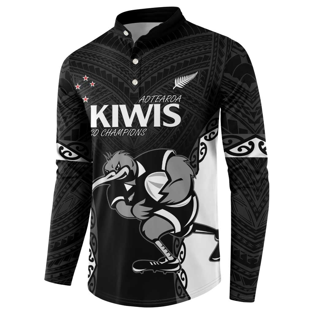 Aotearoa Rugby Custom Button Sweatshirt Maori Kiwi - Mascot Style