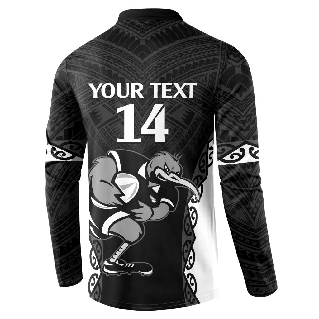 Aotearoa Rugby Custom Button Sweatshirt Maori Kiwi - Mascot Style