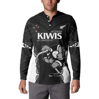 Aotearoa Rugby Custom Button Sweatshirt Maori Kiwi - Mascot Style