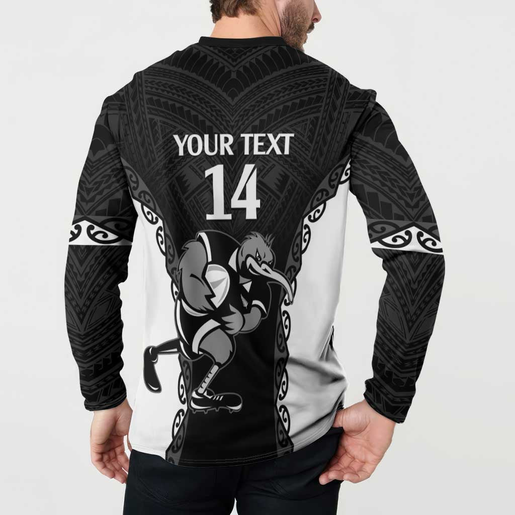 Aotearoa Rugby Custom Button Sweatshirt Maori Kiwi - Mascot Style