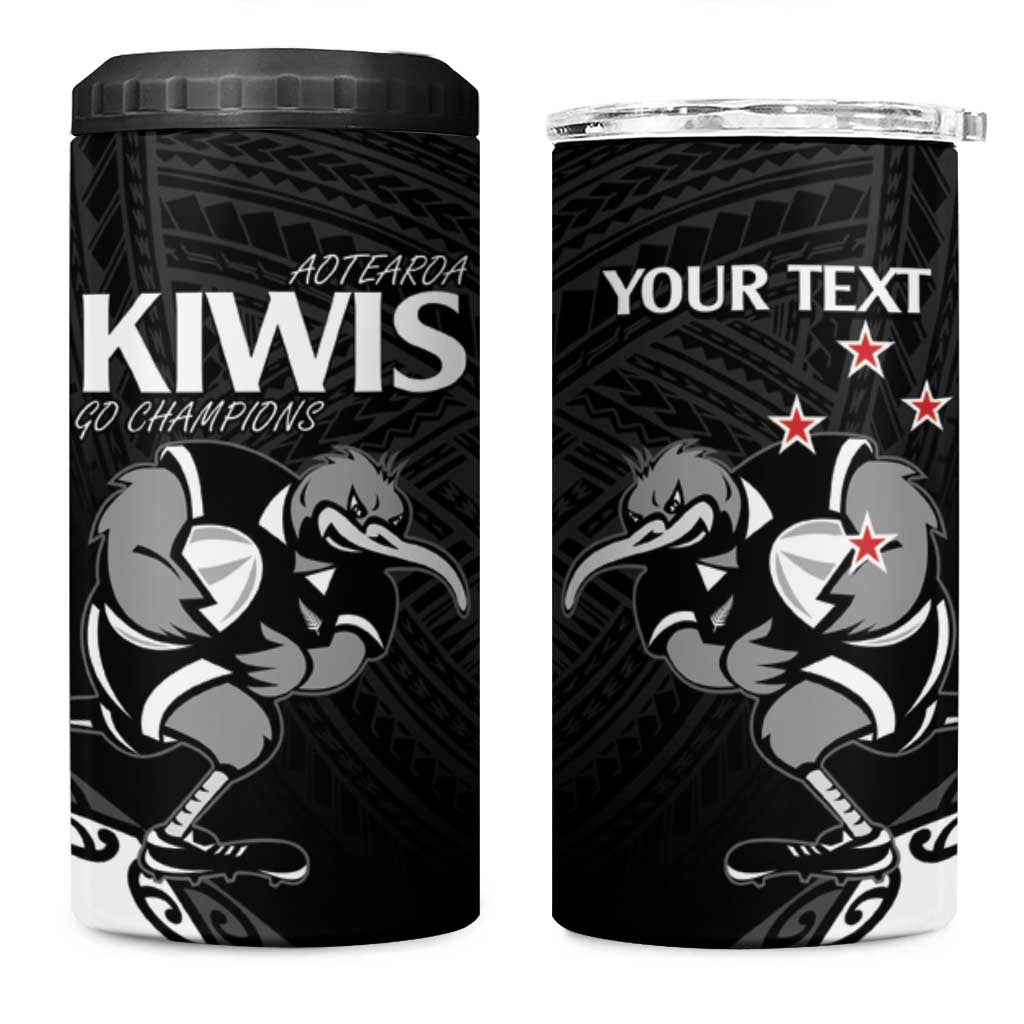Custom Aotearoa Rugby 4 in 1 Can Cooler Tumbler Maori Kiwi - Mascot Style