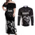 Aotearoa Rugby Custom Couples Matching Off Shoulder Maxi Dress and Long Sleeve Button Shirt Maori Kiwi - Mascot Style