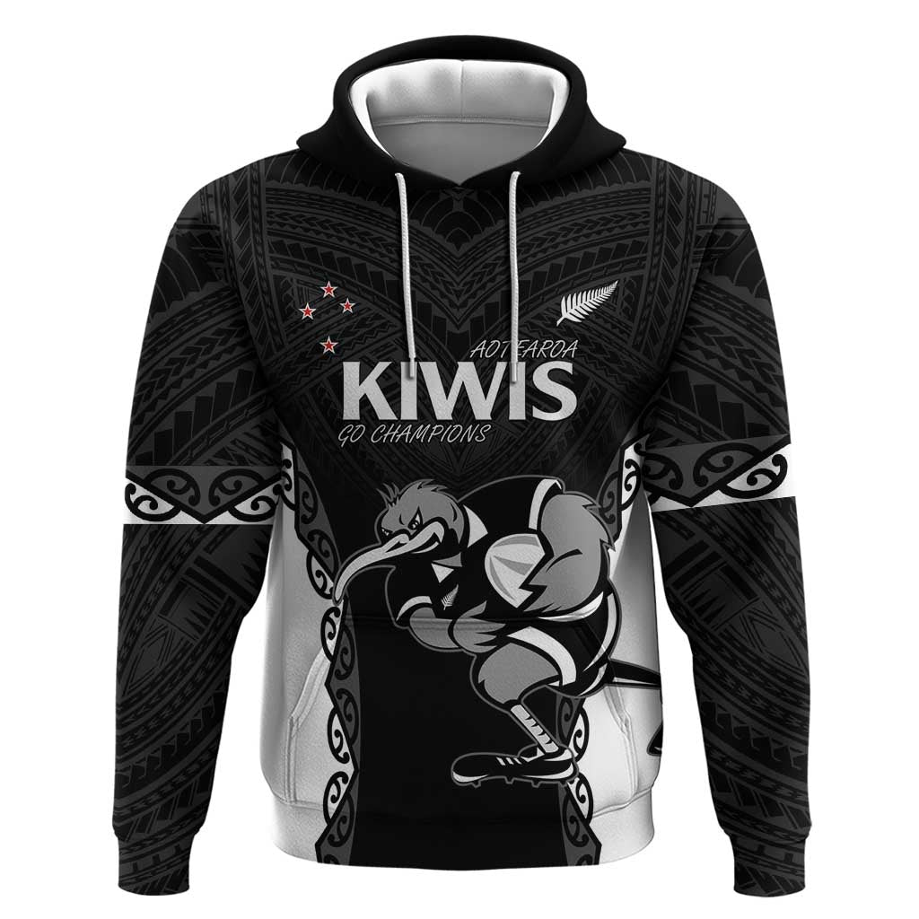 Aotearoa Rugby Custom Hoodie Maori Kiwi - Mascot Style