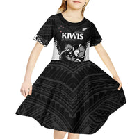 Aotearoa Rugby Custom Kid Short Sleeve Dress Maori Kiwi - Mascot Style LT14 - Polynesian Pride
