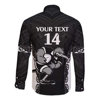 Aotearoa Rugby Custom Long Sleeve Button Shirt Maori Kiwi - Mascot Style LT14 - Polynesian Pride