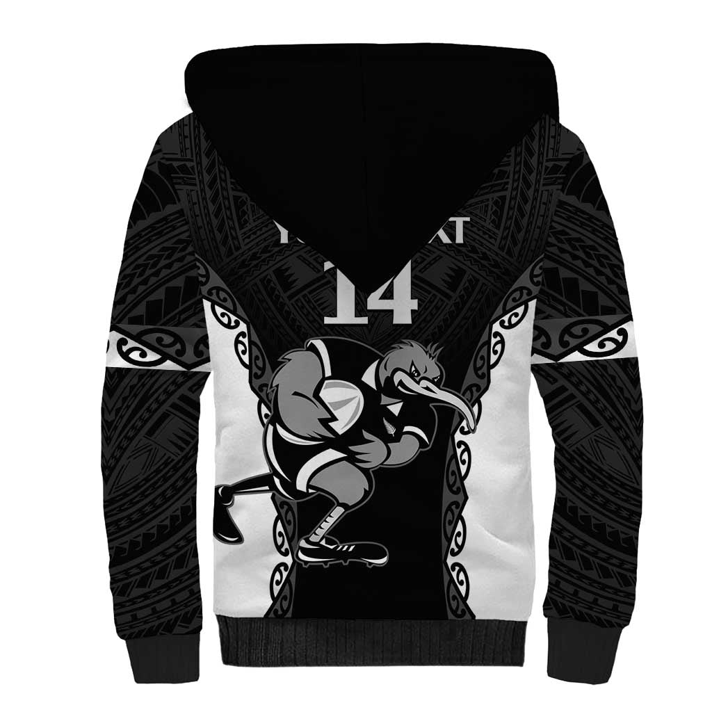 Aotearoa Rugby Custom Sherpa Hoodie Maori Kiwi - Mascot Style