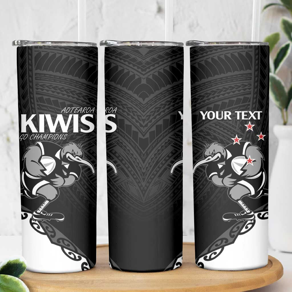 Custom Aotearoa Rugby Skinny Tumbler Maori Kiwi - Mascot Style LT14 - Polynesian Pride