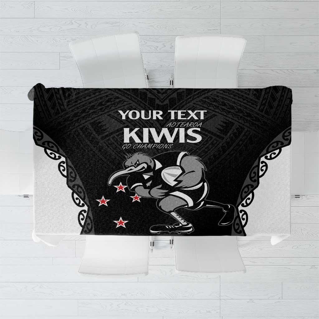 Aotearoa Rugby Custom Tablecloth Maori Kiwi - Mascot Style