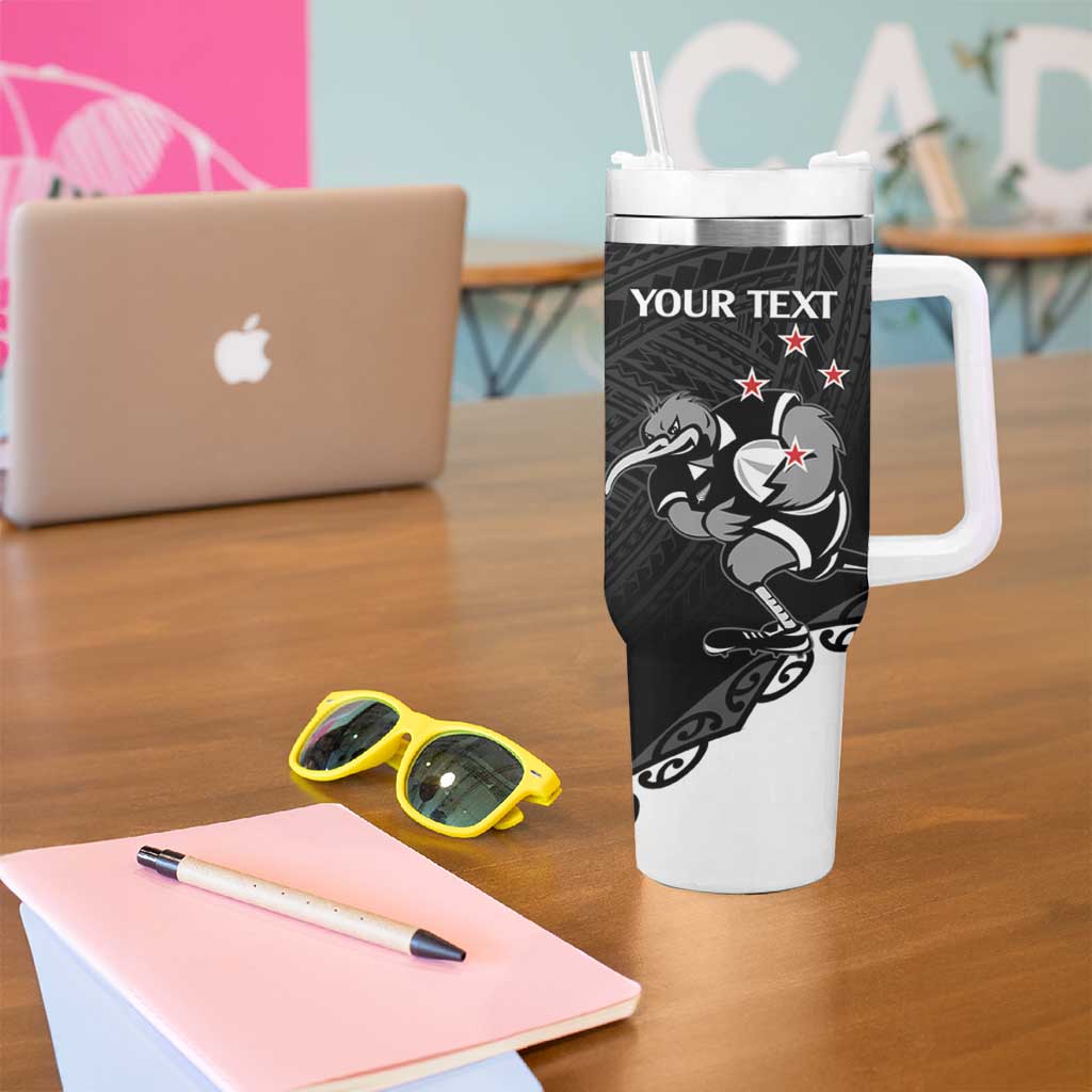 Custom Aotearoa Rugby Tumbler With Handle Maori Kiwi - Mascot Style LT14 - Polynesian Pride