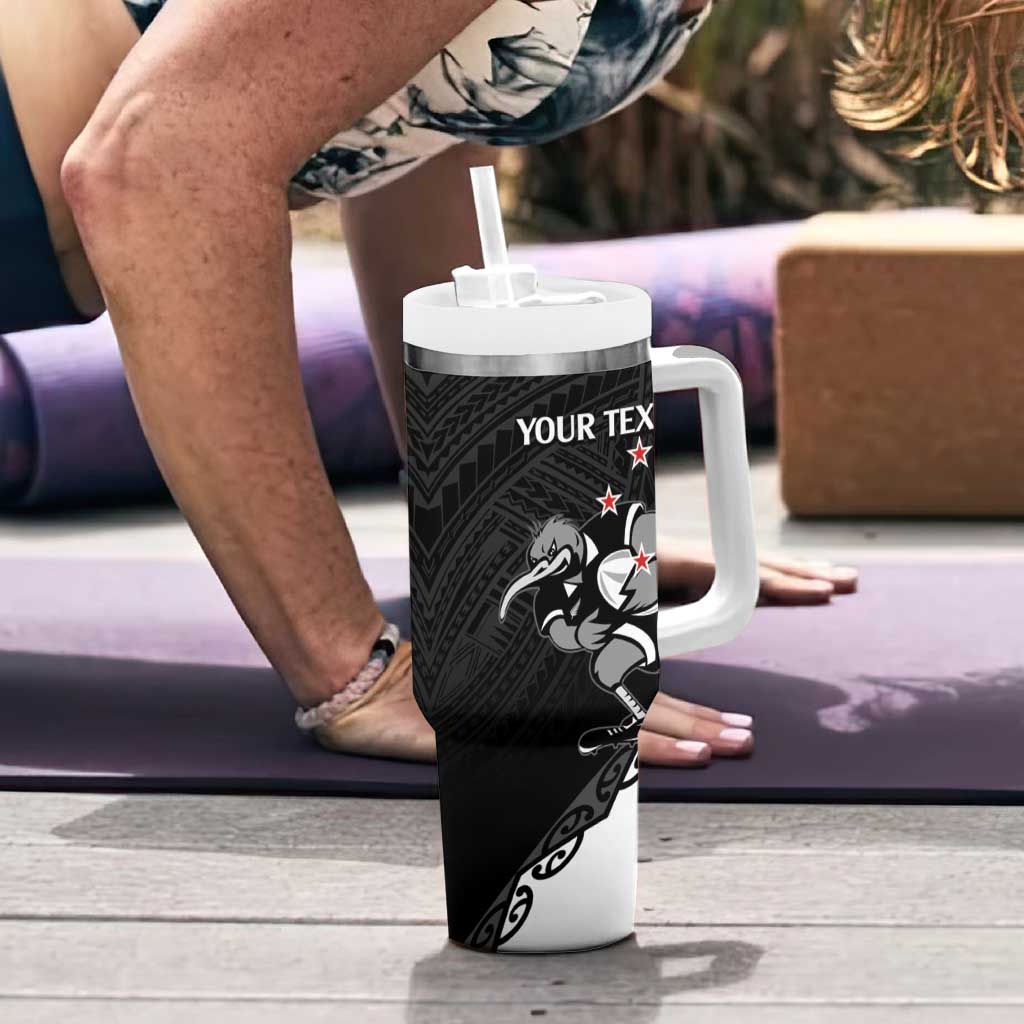 Custom Aotearoa Rugby Tumbler With Handle Maori Kiwi - Mascot Style LT14 - Polynesian Pride