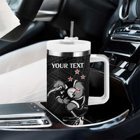 Custom Aotearoa Rugby Tumbler With Handle Maori Kiwi - Mascot Style LT14 - Polynesian Pride
