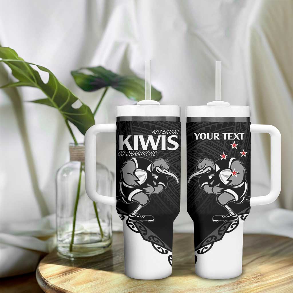 Custom Aotearoa Rugby Tumbler With Handle Maori Kiwi - Mascot Style LT14 - Polynesian Pride