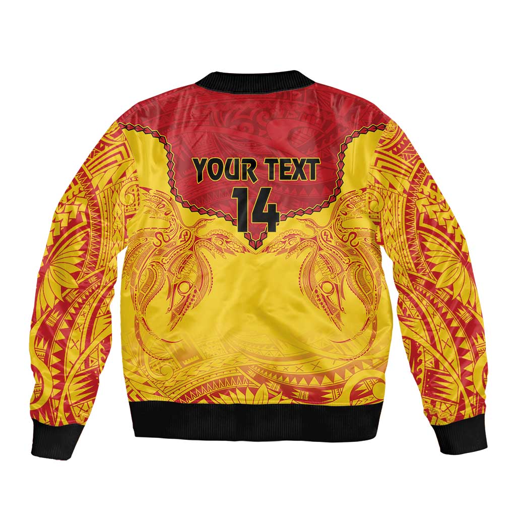 Papua New Guinea Rugby Custom Bomber Jacket Go Kumuls PNG - Polynesian Pattern