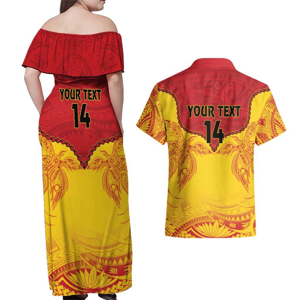 Papua New Guinea Rugby Custom Couples Matching Off Shoulder Maxi Dress and Hawaiian Shirt Go Kumuls PNG - Polynesian Pattern LT14 - Polynesian Pride