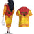 Papua New Guinea Rugby Custom Couples Matching Off The Shoulder Long Sleeve Dress and Hawaiian Shirt Go Kumuls PNG - Polynesian Pattern