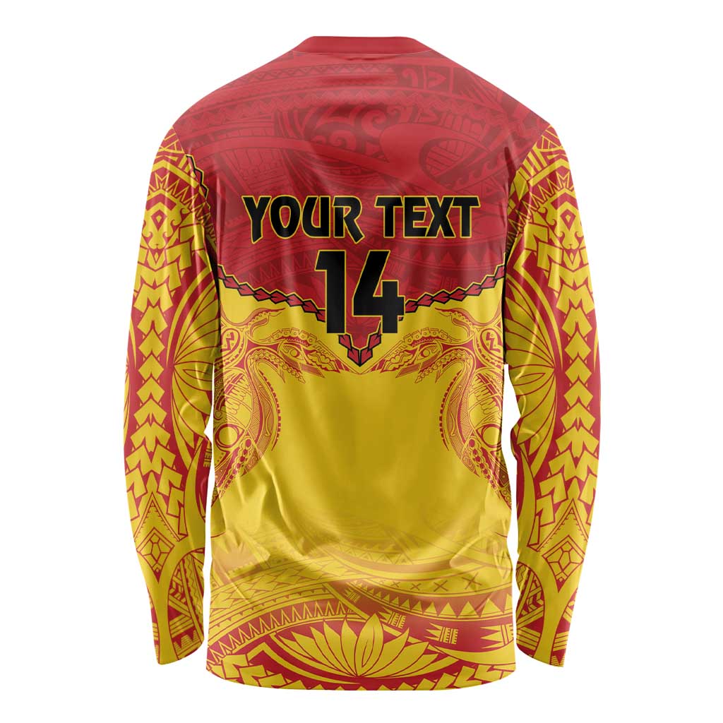 Papua New Guinea Rugby Custom Long Sleeve Shirt Go Kumuls PNG - Polynesian Pattern