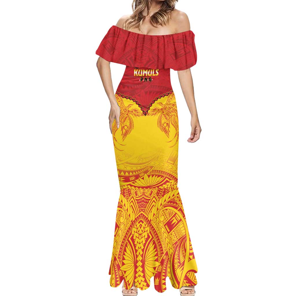 Papua New Guinea Rugby Custom Mermaid Dress Go Kumuls PNG - Polynesian Pattern