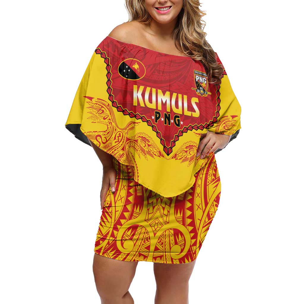 Papua New Guinea Rugby Custom Off Shoulder Short Dress Go Kumuls PNG - Polynesian Pattern