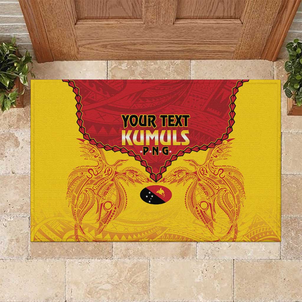 Papua New Guinea Rugby Custom Rubber Doormat Go Kumuls PNG - Polynesian Pattern