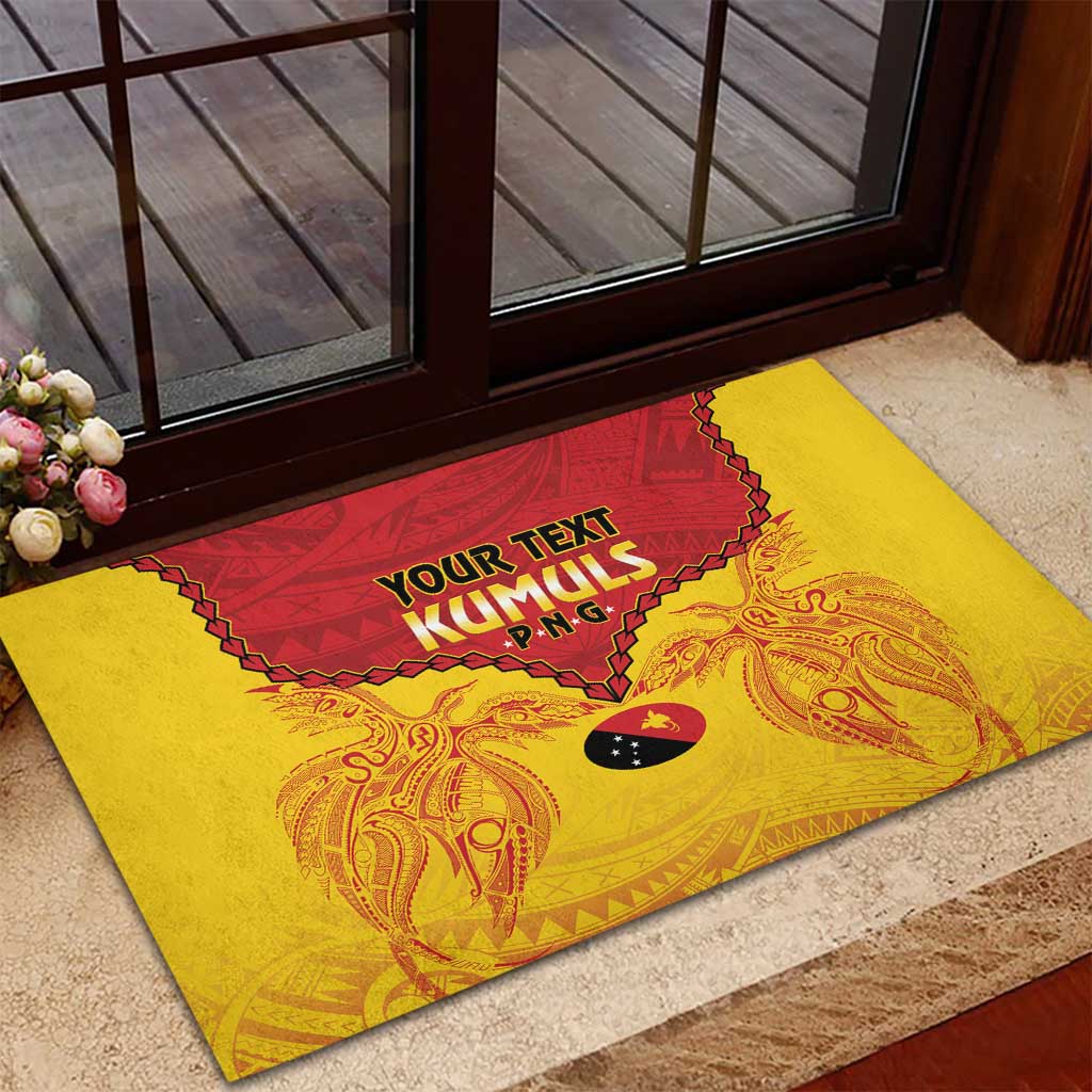 Papua New Guinea Rugby Custom Rubber Doormat Go Kumuls PNG - Polynesian Pattern