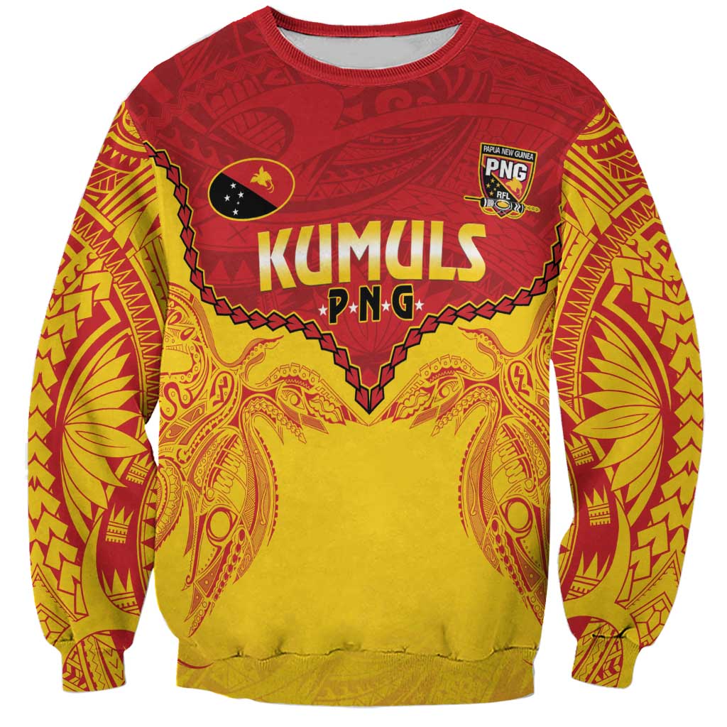 Papua New Guinea Rugby Custom Sweatshirt Go Kumuls PNG - Polynesian Pattern