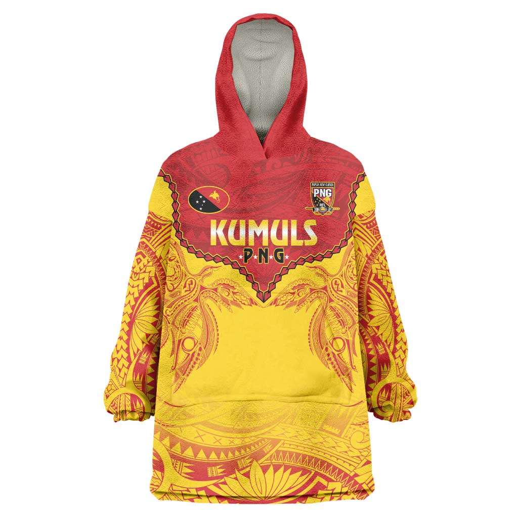 Papua New Guinea Rugby Custom Wearable Blanket Hoodie Go Kumuls PNG - Polynesian Pattern