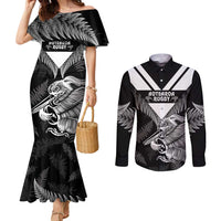 Aotearoa Silver Fern Rugby Custom Couples Matching Mermaid Dress and Long Sleeve Button Shirt 2024 Go Kiwi