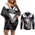 Aotearoa Silver Fern Rugby Custom Couples Matching Off Shoulder Short Dress and Long Sleeve Button Shirt 2024 Go Kiwi