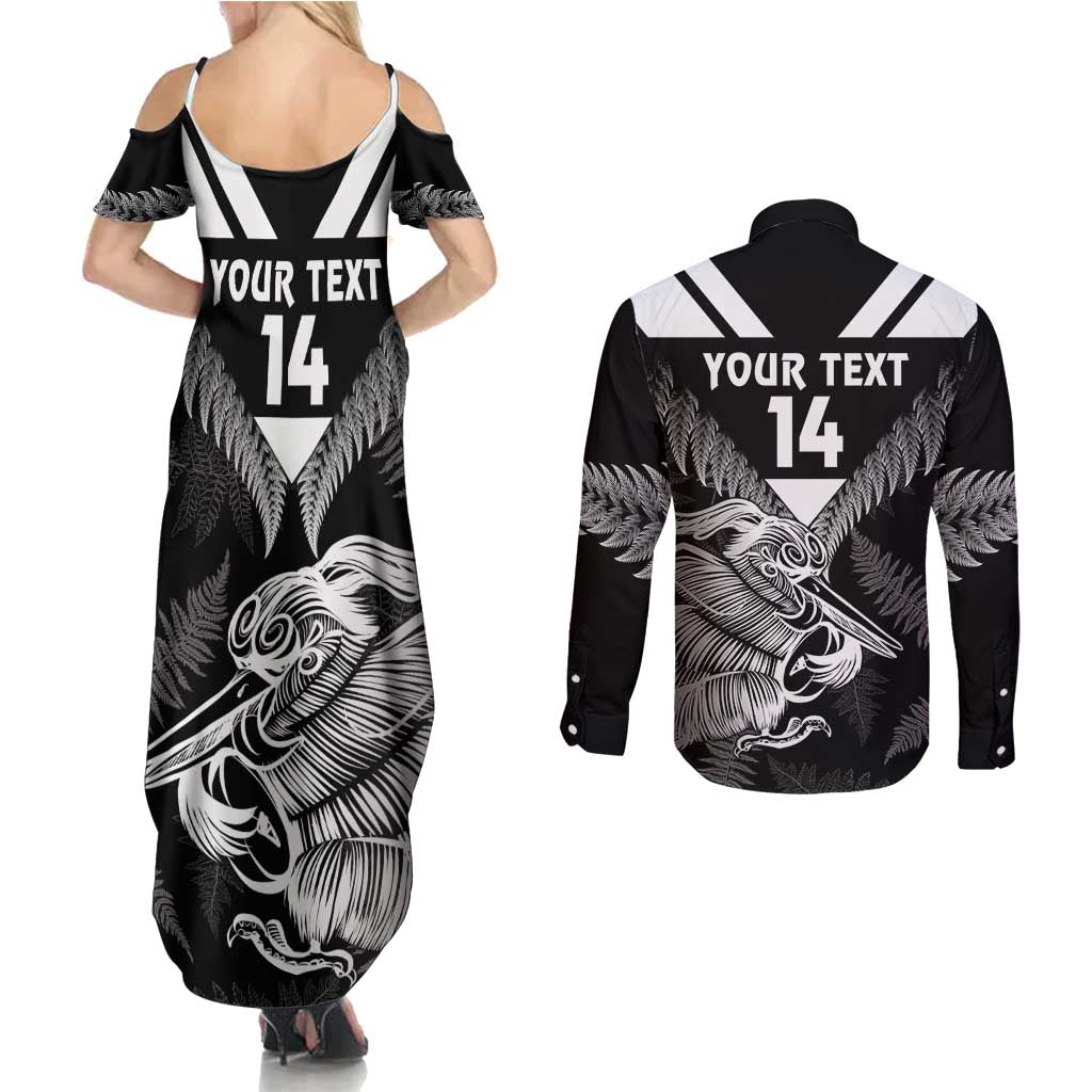 Aotearoa Silver Fern Rugby Custom Couples Matching Summer Maxi Dress and Long Sleeve Button Shirt 2024 Go Kiwi