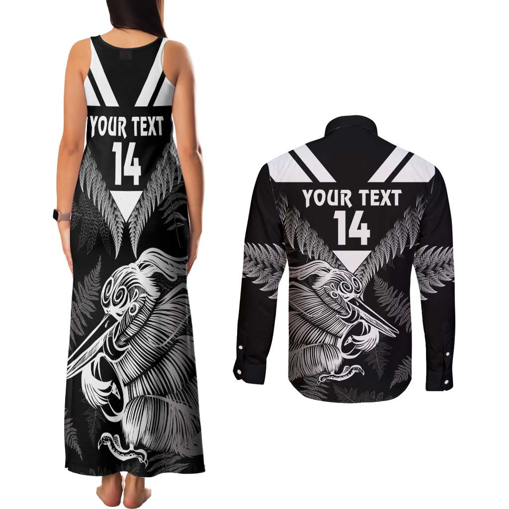 Aotearoa Silver Fern Rugby Custom Couples Matching Tank Maxi Dress and Long Sleeve Button Shirt 2024 Go Kiwi