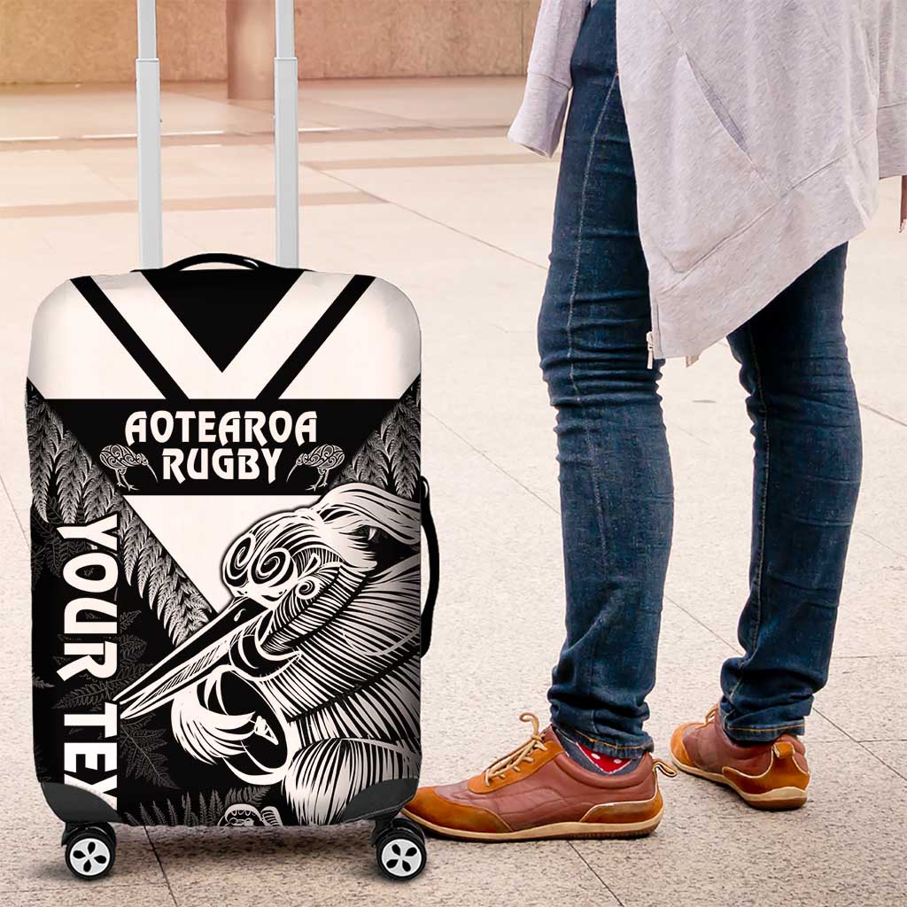 Aotearoa Silver Fern Rugby Custom Luggage Cover 2024 Go Kiwi LT14 Black - Polynesian Pride