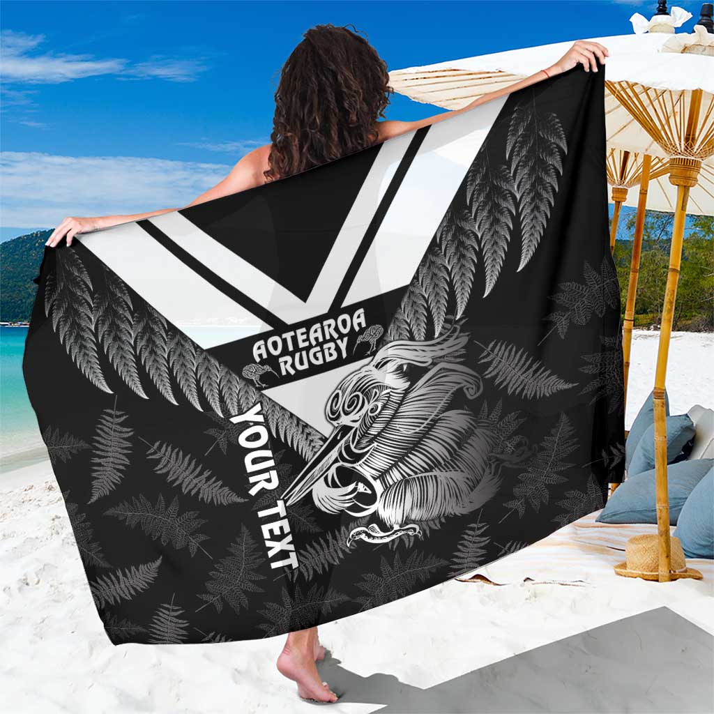 Aotearoa Silver Fern Rugby Custom Sarong 2024 Go Kiwi LT14 One Size 44 x 66 inches Black - Polynesian Pride