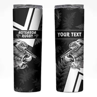 Custom Aotearoa Silver Fern Rugby Skinny Tumbler 2024 Go Kiwi LT14 Black - Polynesian Pride