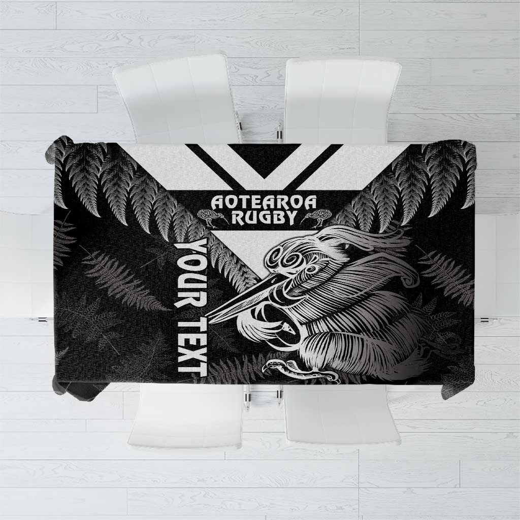 Aotearoa Silver Fern Rugby Custom Tablecloth 2024 Go Kiwi LT14 Black - Polynesian Pride