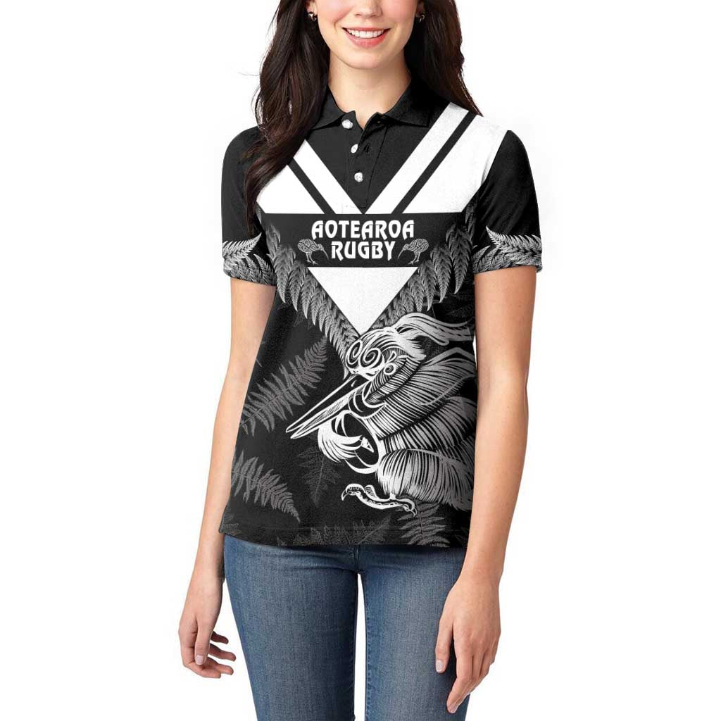 Aotearoa Silver Fern Rugby Custom Women Polo Shirt 2024 Go Kiwi LT14 - Polynesian Pride