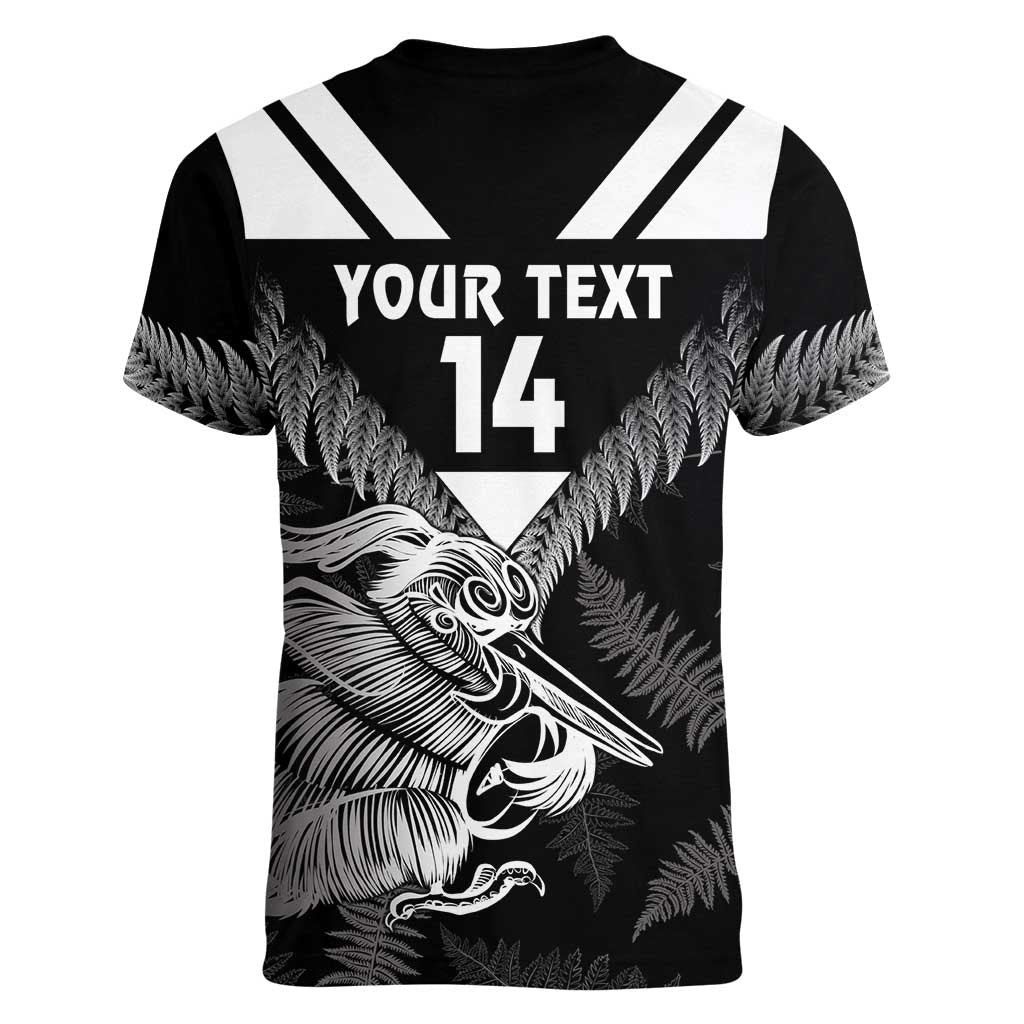 Aotearoa Silver Fern Rugby Custom Women V-Neck T-Shirt 2024 Go Kiwi LT14 - Polynesian Pride