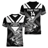 Aotearoa Silver Fern Rugby Custom Women V-Neck T-Shirt 2024 Go Kiwi LT14 - Polynesian Pride