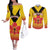 Orchids PNG Rugby Custom Couples Matching Off The Shoulder Long Sleeve Dress and Long Sleeve Button Shirt Go Champions Papua New Guinea