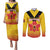 Orchids PNG Rugby Custom Couples Matching Puletasi and Long Sleeve Button Shirt Go Champions Papua New Guinea