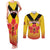 Orchids PNG Rugby Custom Couples Matching Tank Maxi Dress and Long Sleeve Button Shirt Go Champions Papua New Guinea