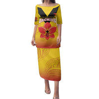 Orchids PNG Rugby Custom Family Matching Puletasi and Hawaiian Shirt Go Champions Papua New Guinea