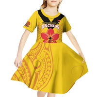 Orchids PNG Rugby Custom Kid Short Sleeve Dress Go Champions Papua New Guinea
